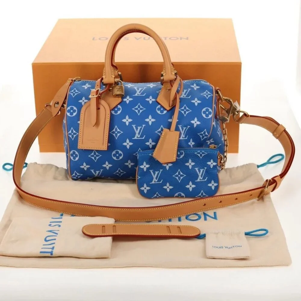 LOUIS VUITTON Monogram Speedy P9 Bandouliere 25 Bag Blue M24424 LV Auth 139046SM - Picture 2 of 15